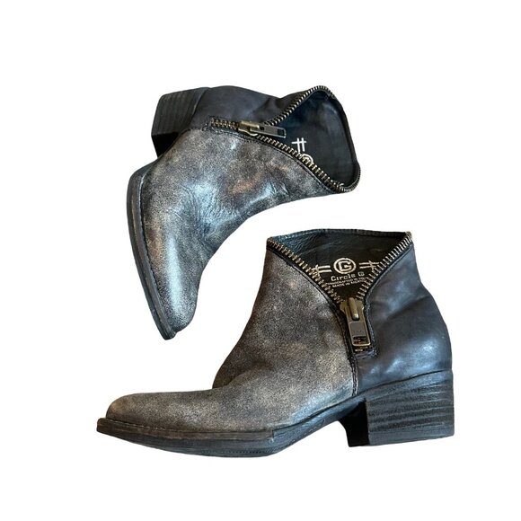 Circle G Ankle Booties Dark Grey Zipper Detail Boots Leather Size 6.5 Women's - Picture 10 of 12